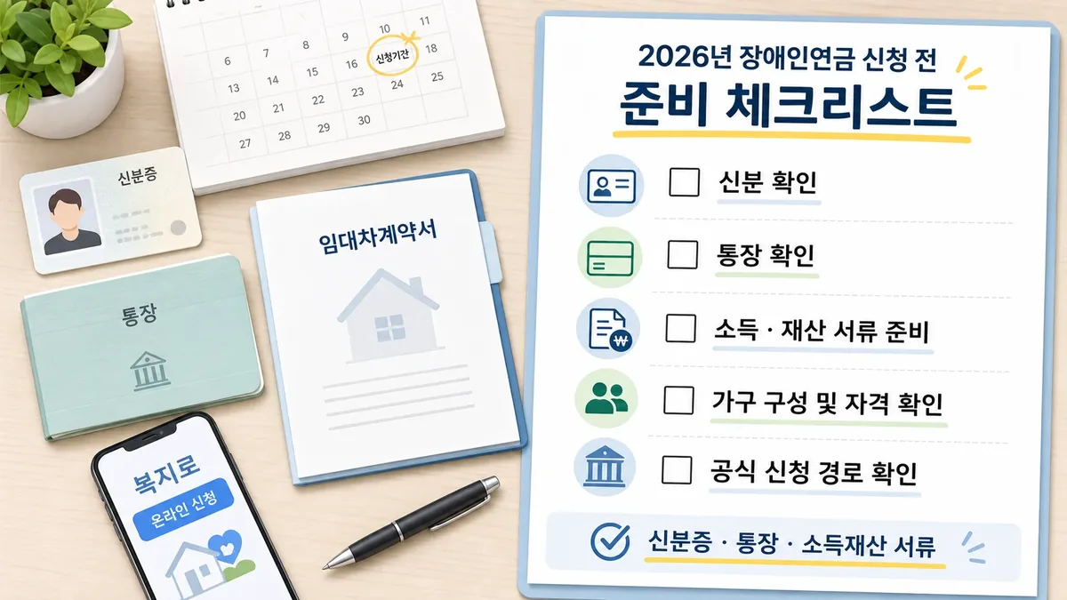 장애인연금 신청 준비서류 체크리스트