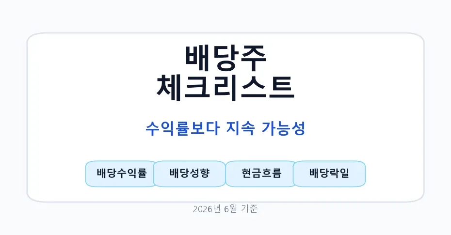 배당주 고르는 법 핵심 기준을 보여주는 체크리스트 이미지