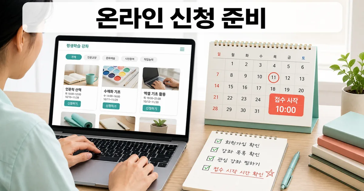 안산시평생학습관 피움과정 온라인 신청 흐름
