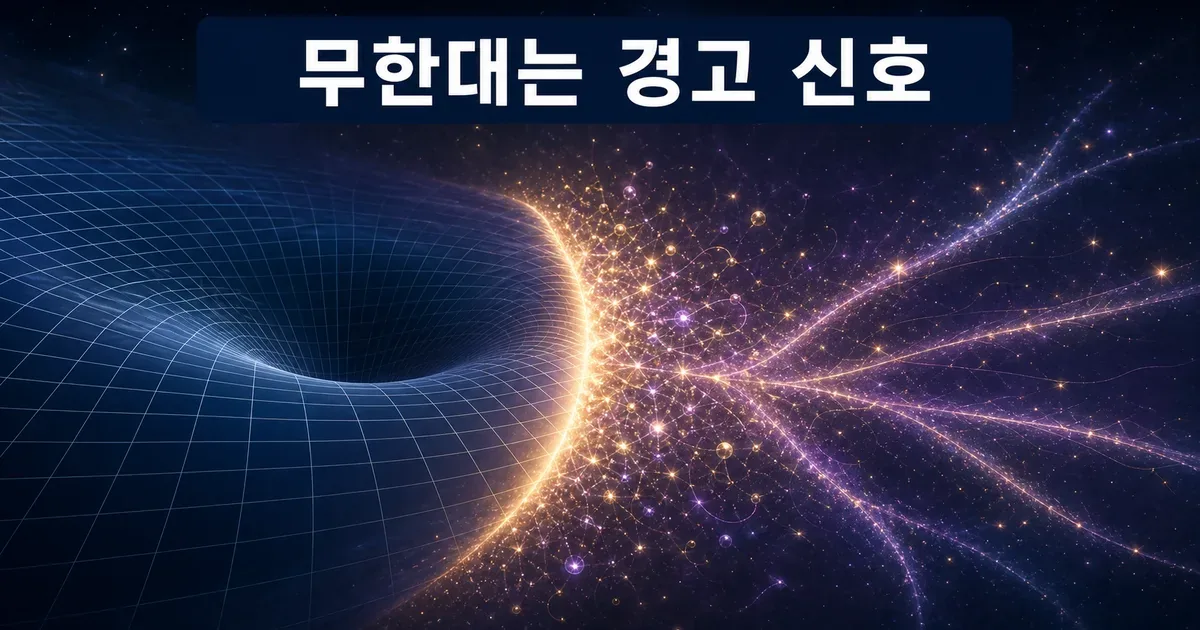 빅뱅 특이점에서 일반상대성이론과 양자중력 후보가 만나는 초기 우주 개념 이미지