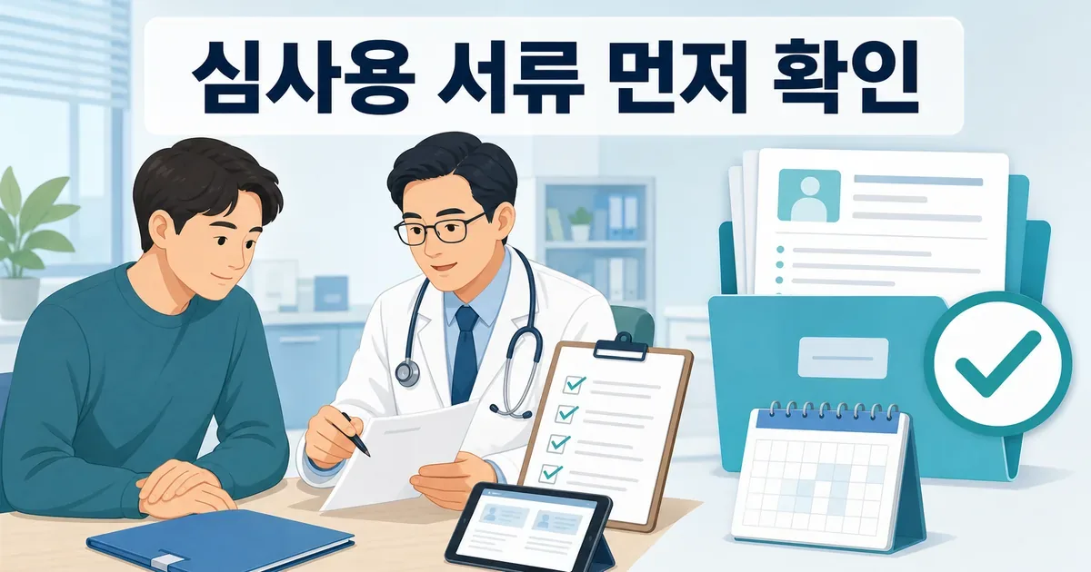 췌장장애 심사용 진단서와 치료기록 확인 장면