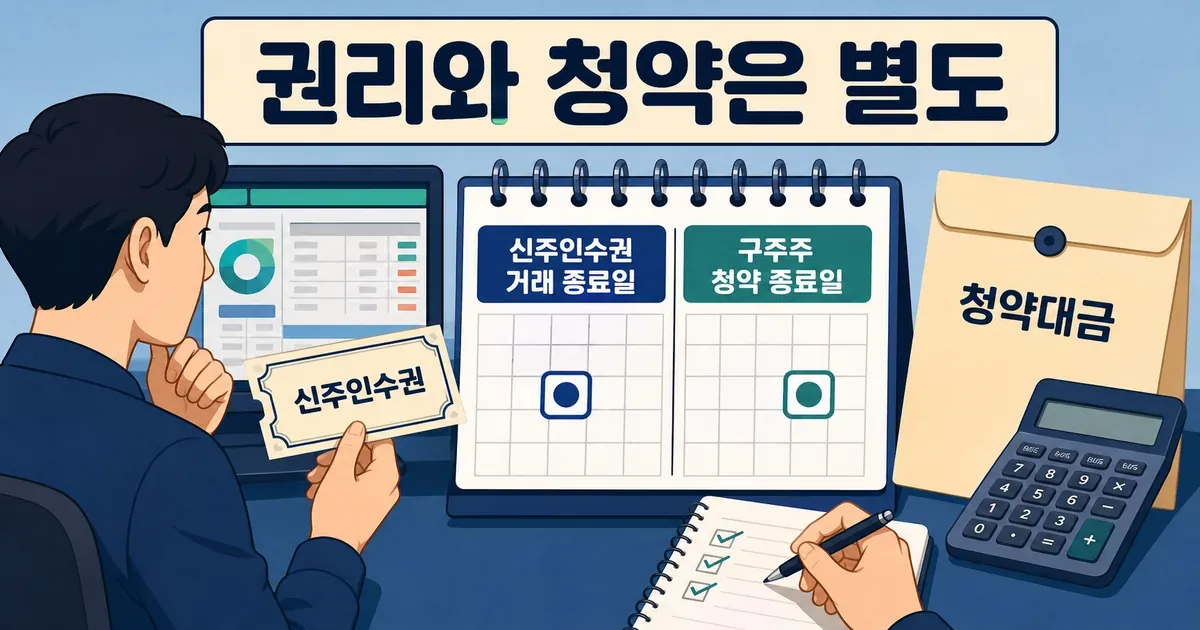 신주인수권 거래 종료일과 구주주 청약 종료일을 따로 확인하는 투자자