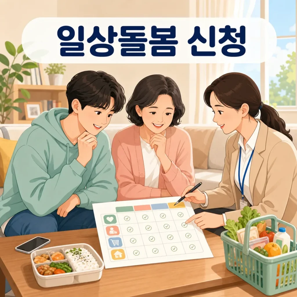 일상돌봄 서비스 신청 상담을 받는 가족돌봄청년과 가족