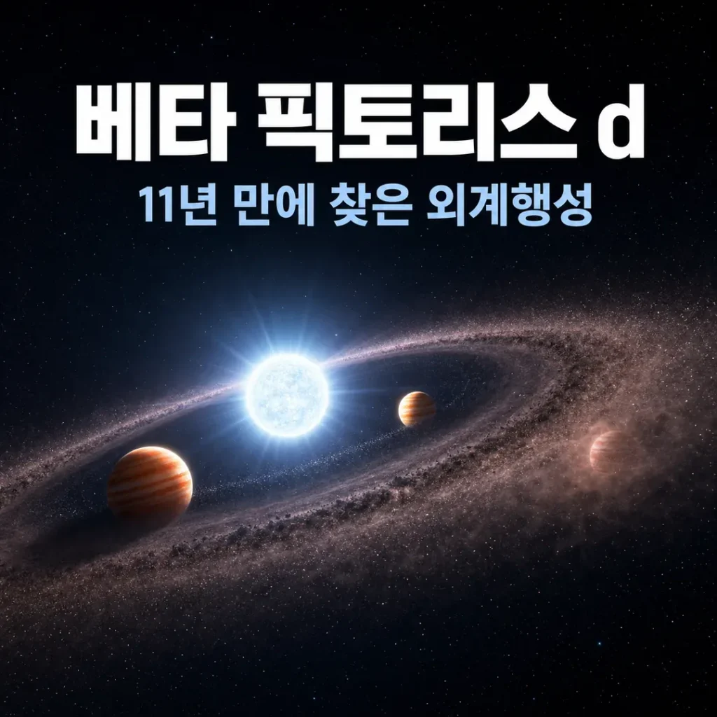 젊은 별과 먼지 원반 속 베타 픽토리스 d를 표현한 대표 이미지