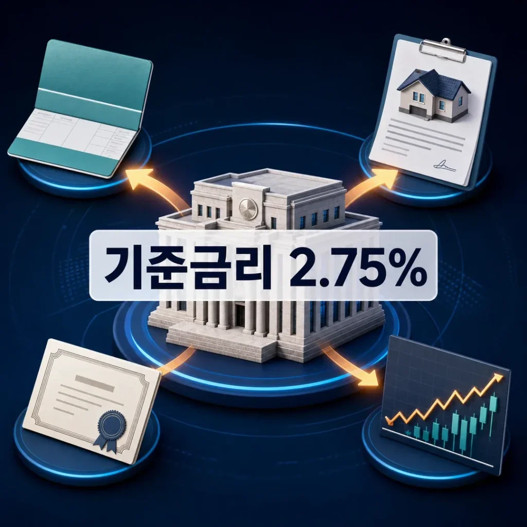 한국은행 기준금리 2.75% 인상과 예금 대출 채권 주식 영향