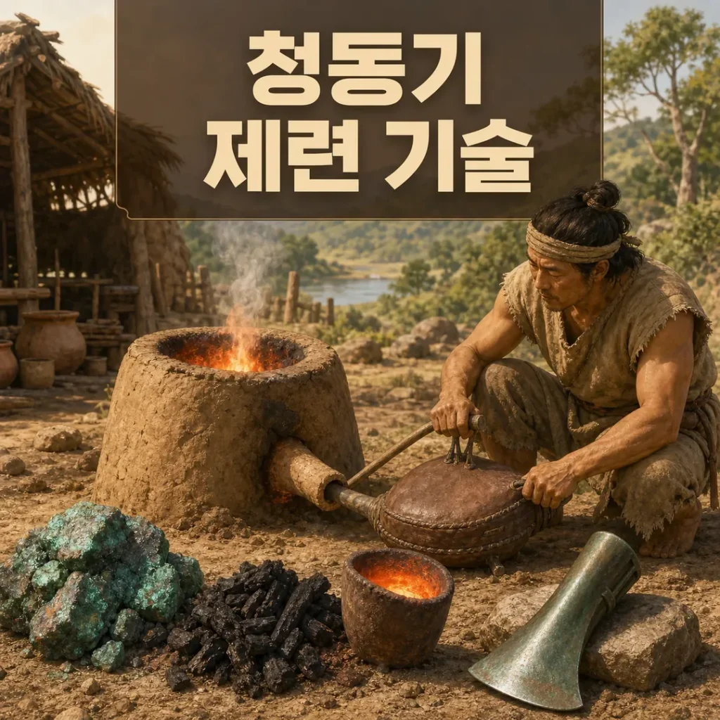 광석과 숯 제련로 청동 도끼로 설명하는 청동기 제련 기술