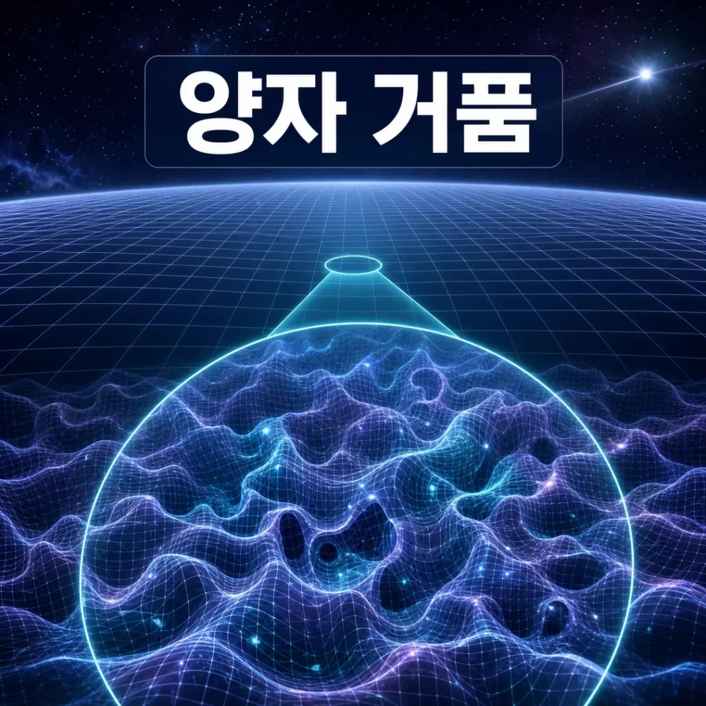 플랑크 규모에서 시공간 격자가 요동하는 양자 거품 개념 대표 이미지