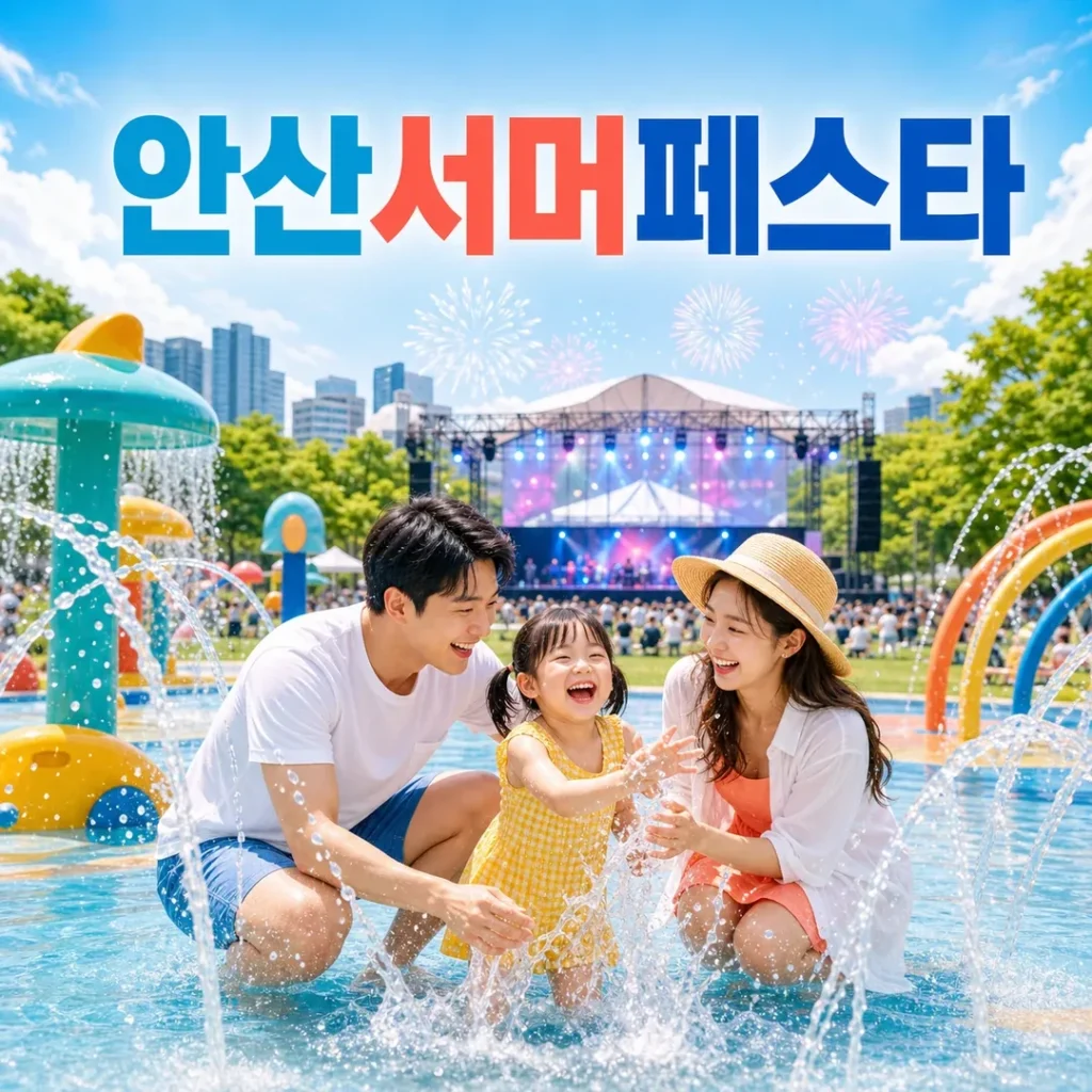 안산서머페스타 물놀이터와 여름 공연을 즐기는 가족 대표 이미지