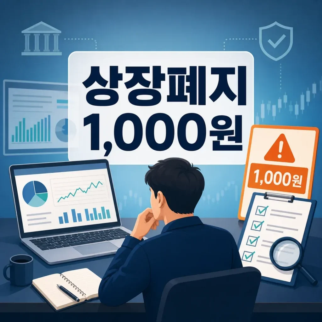 상장폐지 요건 강화와 1,000원 동전주 확인 대표 이미지