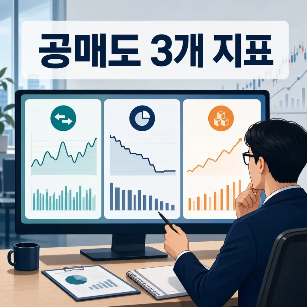 공매도 거래량 잔고 대차잔고 3개 지표를 비교하는 대표 이미지