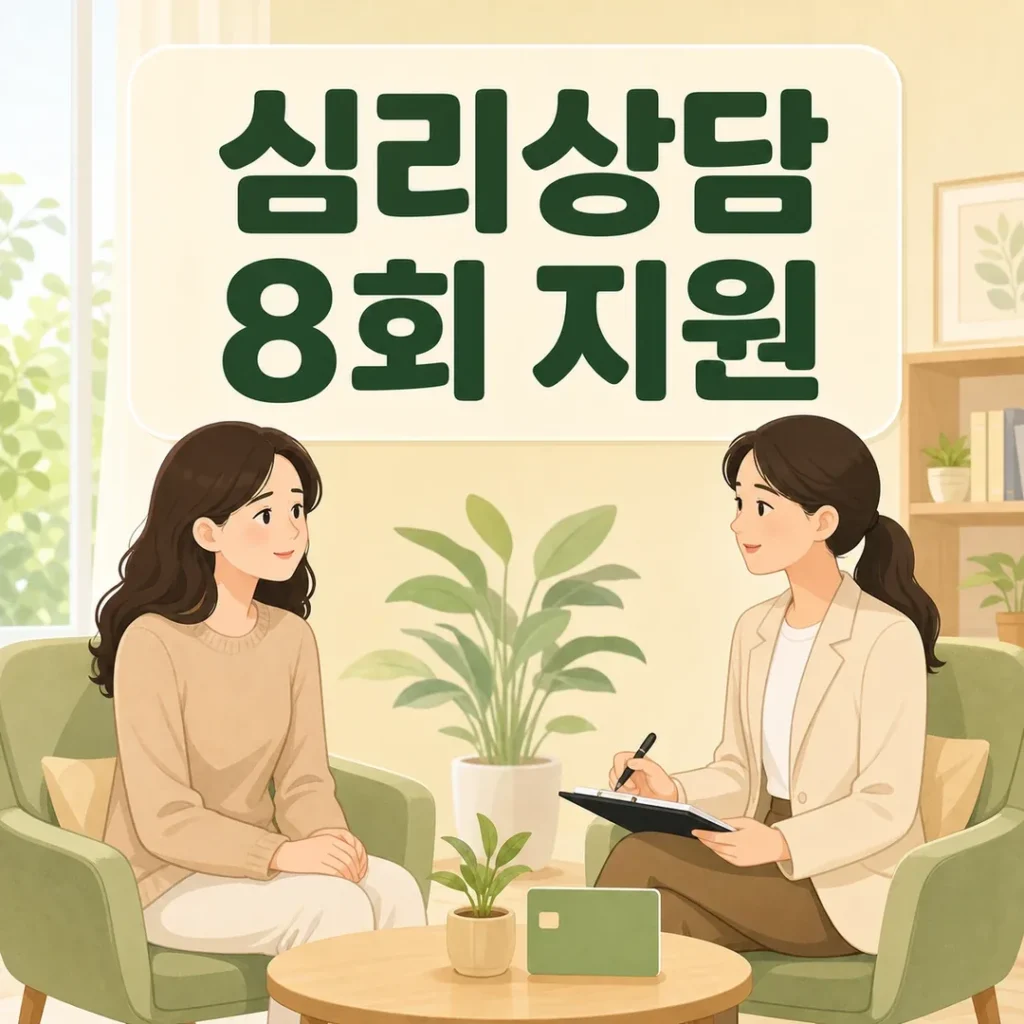 정신건강 심리상담 바우처로 전문 상담 8회를 지원받는 장면