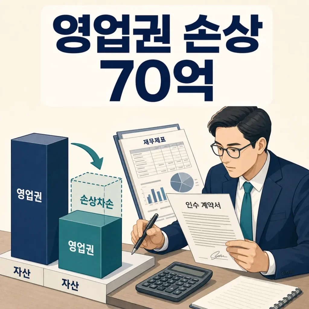 영업권 손상 70억원과 인수 재무제표를 검토하는 분석가