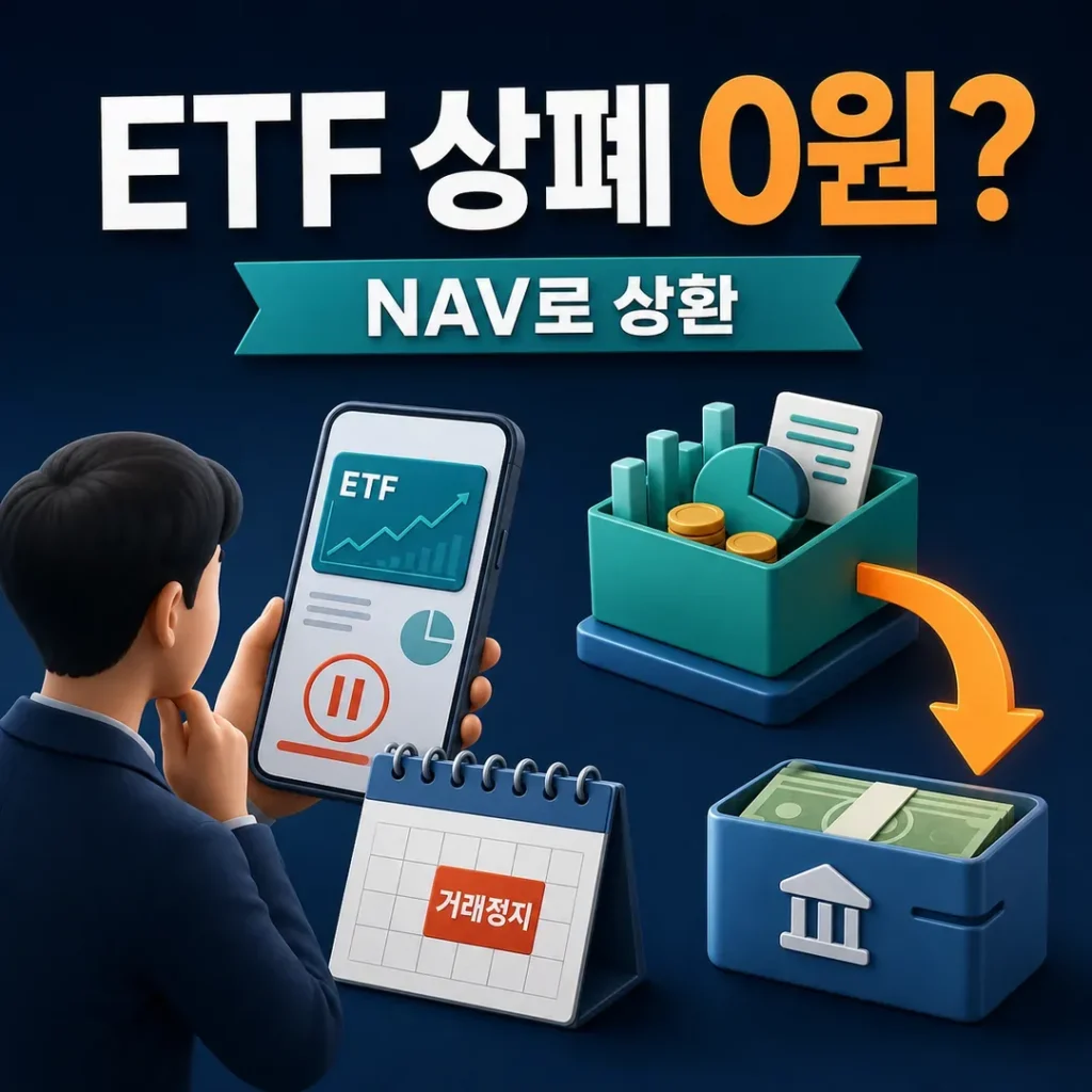 ETF 상장폐지 후 NAV 해지상환 구조를 보여주는 대표 이미지