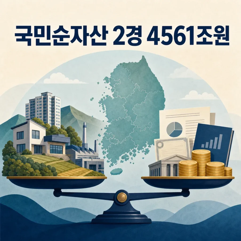 국민순자산 2경 4561조원의 실물자산과 금융자산 구성을 보여주는 대표 이미지