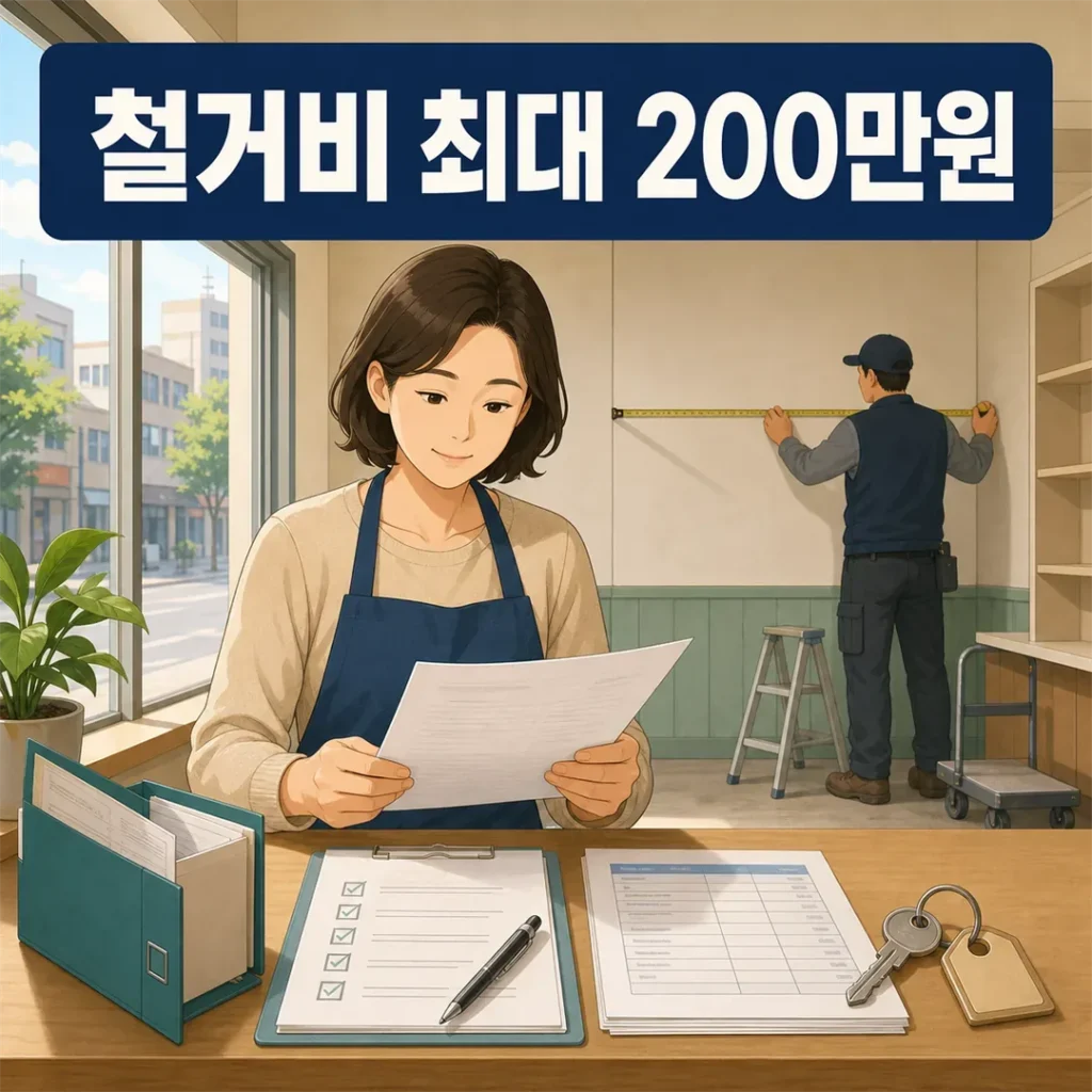 안산 소상공인이 철거 전 폐업 지원 신청서와 견적을 확인하는 모습
