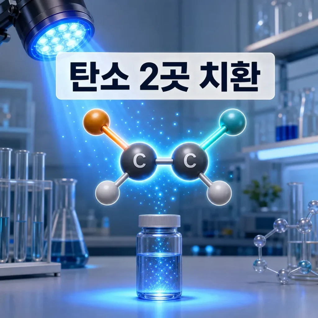 파란 LED와 광촉매로 이웃한 탄소 두 곳을 바꾸는 유기화학 반응
