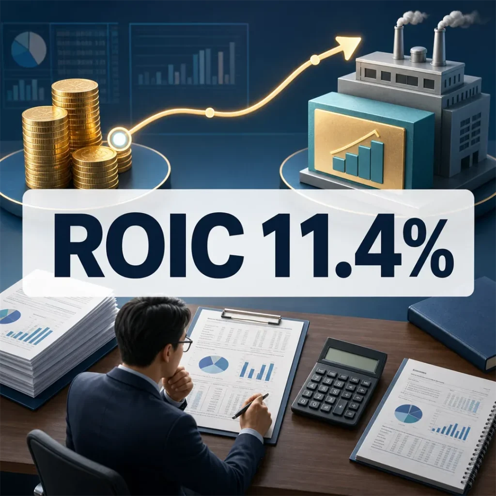 재무제표와 공장을 연결해 ROIC 11.4% 자본 효율을 분석하는 대표 이미지