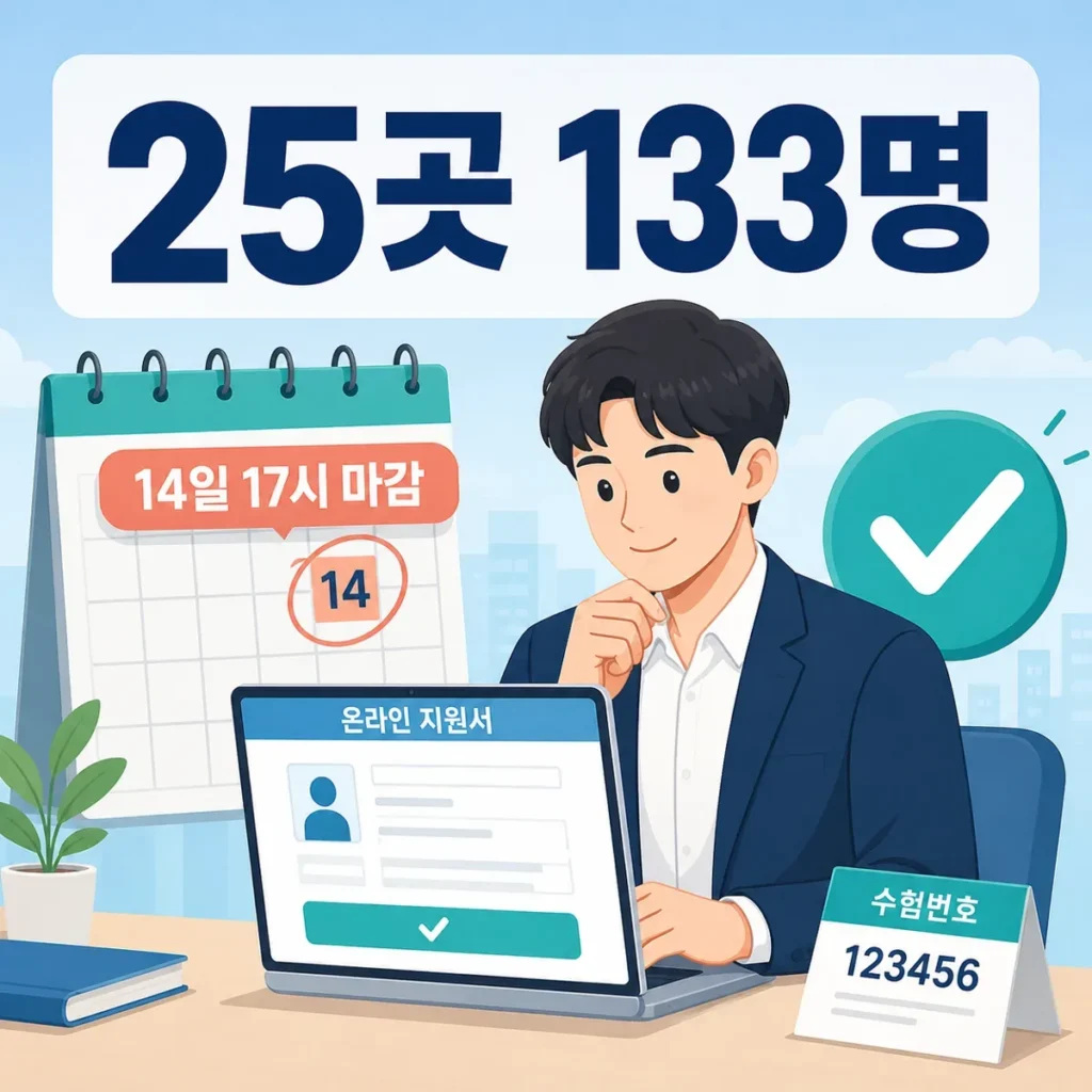 경기도 공공기관 통합채용 25개 기관 133명과 8월 14일 17시 마감을 보여 주는 대표 이미지
