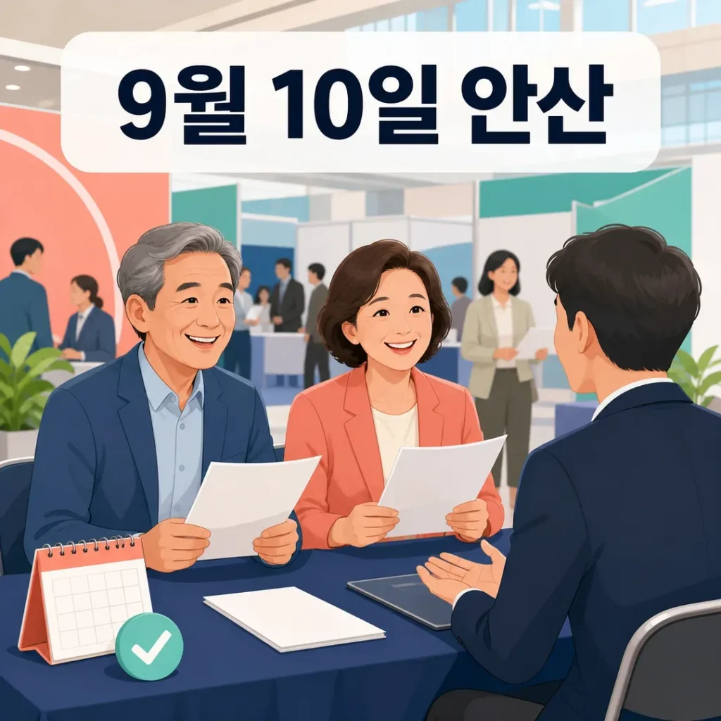 안산 5070 일자리박람회에서 이력서를 들고 현장면접을 준비하는 중장년 구직자
