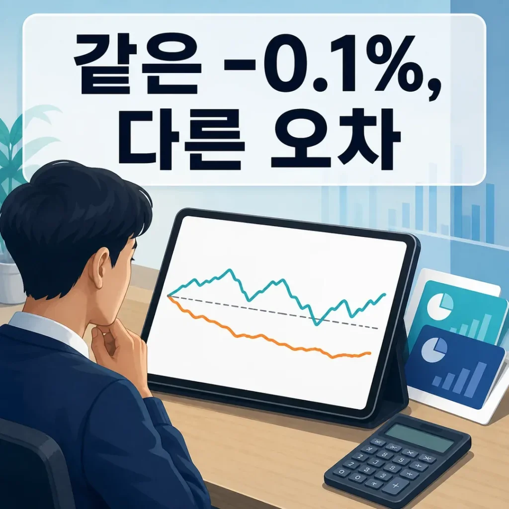 같은 마이너스 0.1퍼센트라도 ETF 추적오차가 다른 이유를 보여주는 대표 이미지