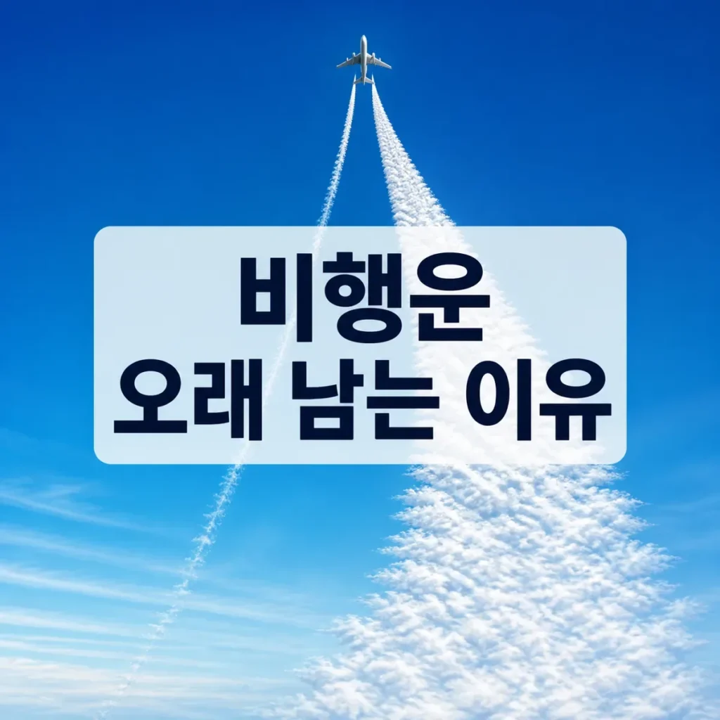 비행기 뒤 짧게 사라지는 비행운과 오래 퍼지는 비행운 비교