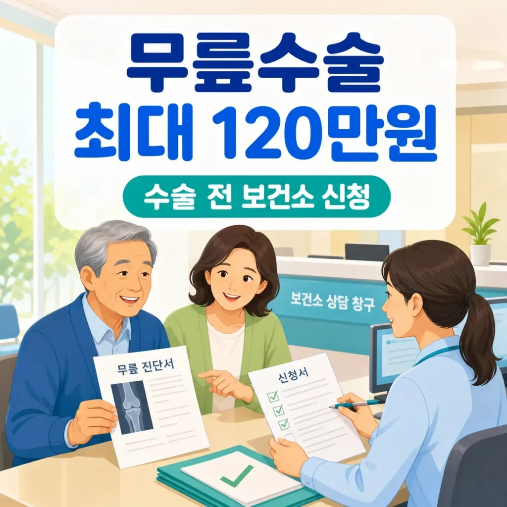 노인 무릎인공관절 수술비 최대 120만원과 수술 전 보건소 신청 안내